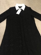 Zara Smart Black Lace Shirt Dress Size Small