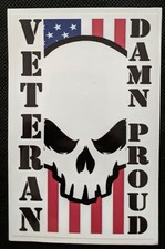 Veteran Damn Proud Flag and Skull 6 inch Auto Truck Sticker Decal