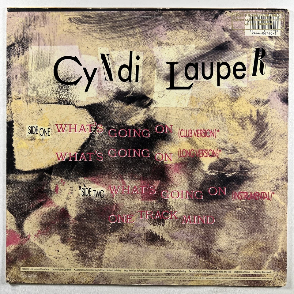 Cyndi Lauper “What's Going On/One Track Mind” LP/Single (VG+) PROMO, Hype 1987 Foto 2 de 4