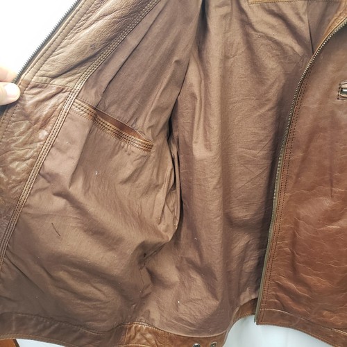 Vintage Roundtree and Yorke Leather Jacket Men's Sz XL Brown Bomber Lambskin - Picture 16 of 21