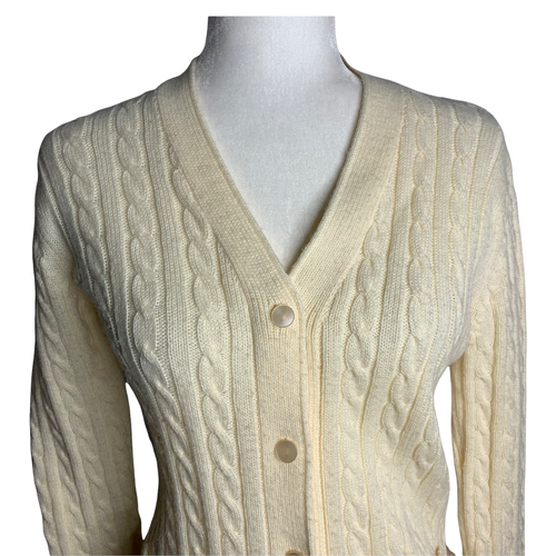 Vintage 70s Cable Knit Cardigan Sweater 