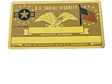 Metal US Air Force USAF Social Security ID Blank Card