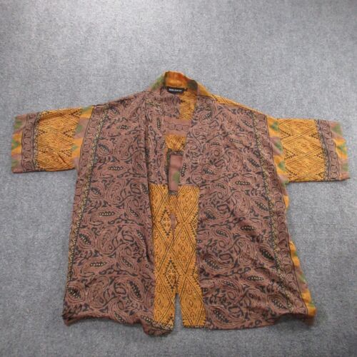 Sissel Edelbo Shirt Women Kimono Blouse Sari Boho Paisley Silk Painted Geometric