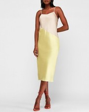 NEW EXPRESS $98 NUDE SORBET SATIN COLORBLOCK SLIP DRESS SZ XS EXTRA SMALL