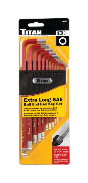 Titan 12713 13pc SAE Extra Long Ball End Hex Key Set - Image 2 of 2