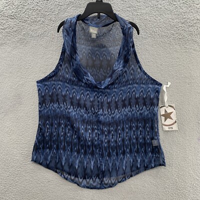 NWT Converse One Star Blue Sleeveless Tunic Top Blouse Boho Preppy Size L