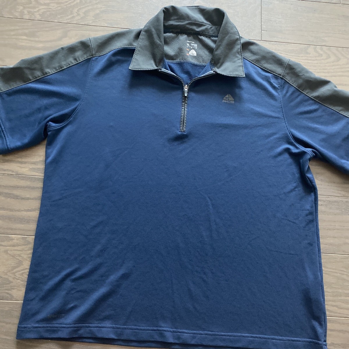 トップス 00s NIKE ACG double pocket polo shirts s Nike ACG Polo Shirt Mens Blue Navy Embroidered Logo 1/4 Zip