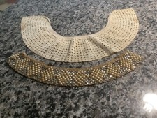 2 vintage collar trims  one lace, one rhinestones and pearls  lot of two