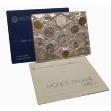 ITALIA DIVISIONALE ANNO 1980 10 VALORI CON 500 LIRE ARGENTO FDC SET ZECCA