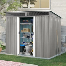 8'x6' Outdoor Storage Shed Metal Tool Shed with Lockable Doors for Backyard