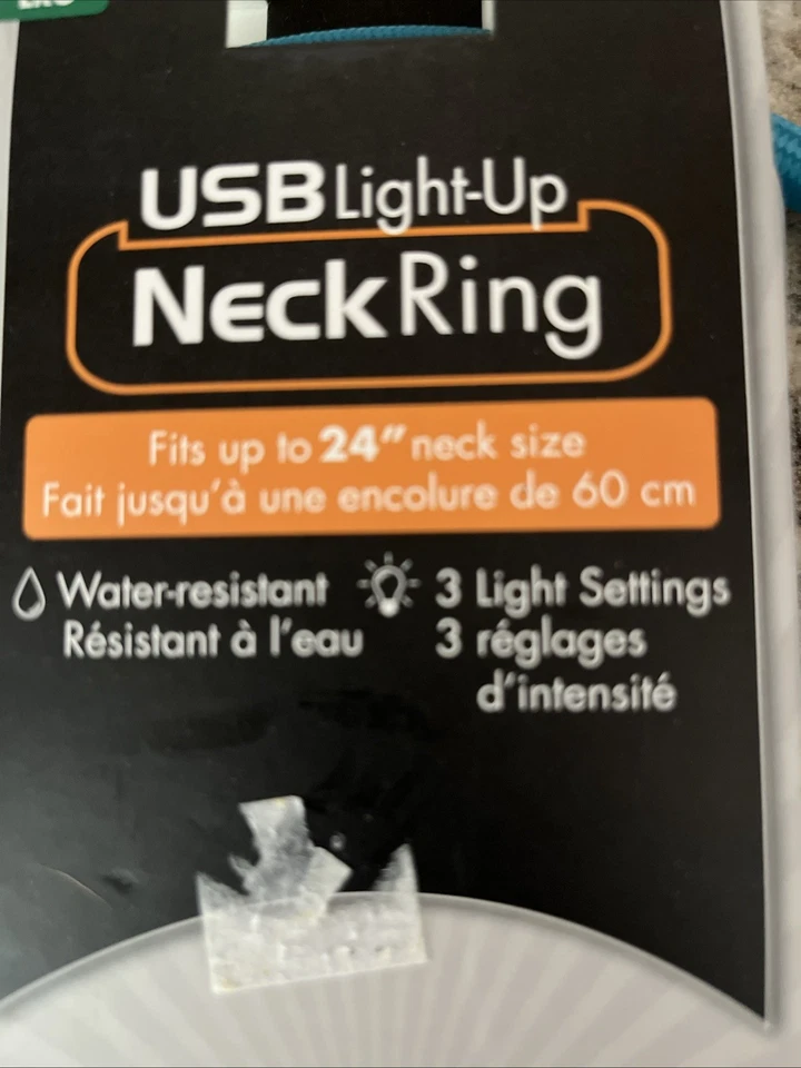 TWO Coastal Pet Coastal USB Light-Up Neck Rings, Blue, 24 in. Max - Brand New - Image 2 of 3