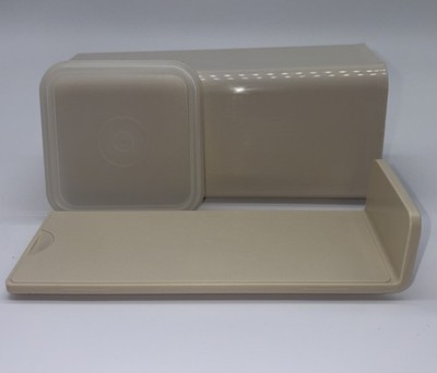 Vintage Tupperware 3 Pc Velveeta Cheese Keeper Tray & Lid #1696-3 Made in USA