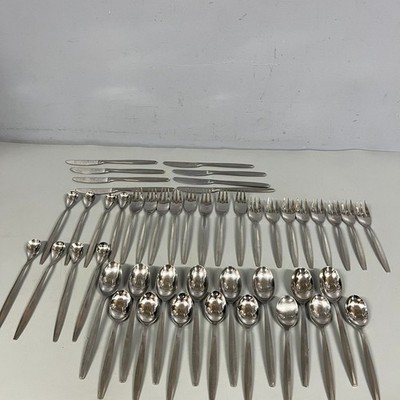 VTG Noritake Harmony 18/8 Stainless Japan MCM Kitchen Flatware 48 Piece Set