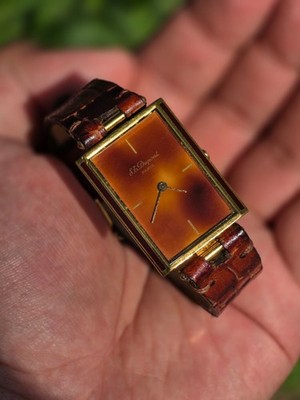 S.T.Dupont Lacquer de China Vintage Rare Swiss Quartz Goldplated Handmade straps