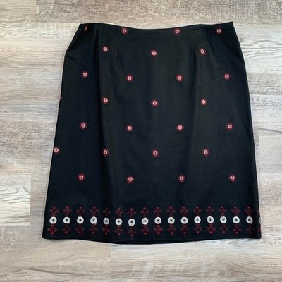 Oscar De La Renta Wool Blend Embroidered Pencil Skirt- Size 18W