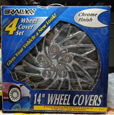 Rally 14 Wheel Covers Set Of 4 Snap On Full Hub Caps Fit R14 Tire Chrome Finish