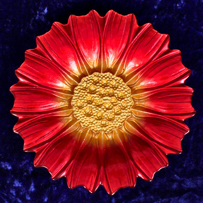 VTG Max Cera Sunflower Poppy Glass Decorative Plate 12''