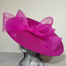 dark pink large fascinator millinery burlesque headband wedding hat ascot