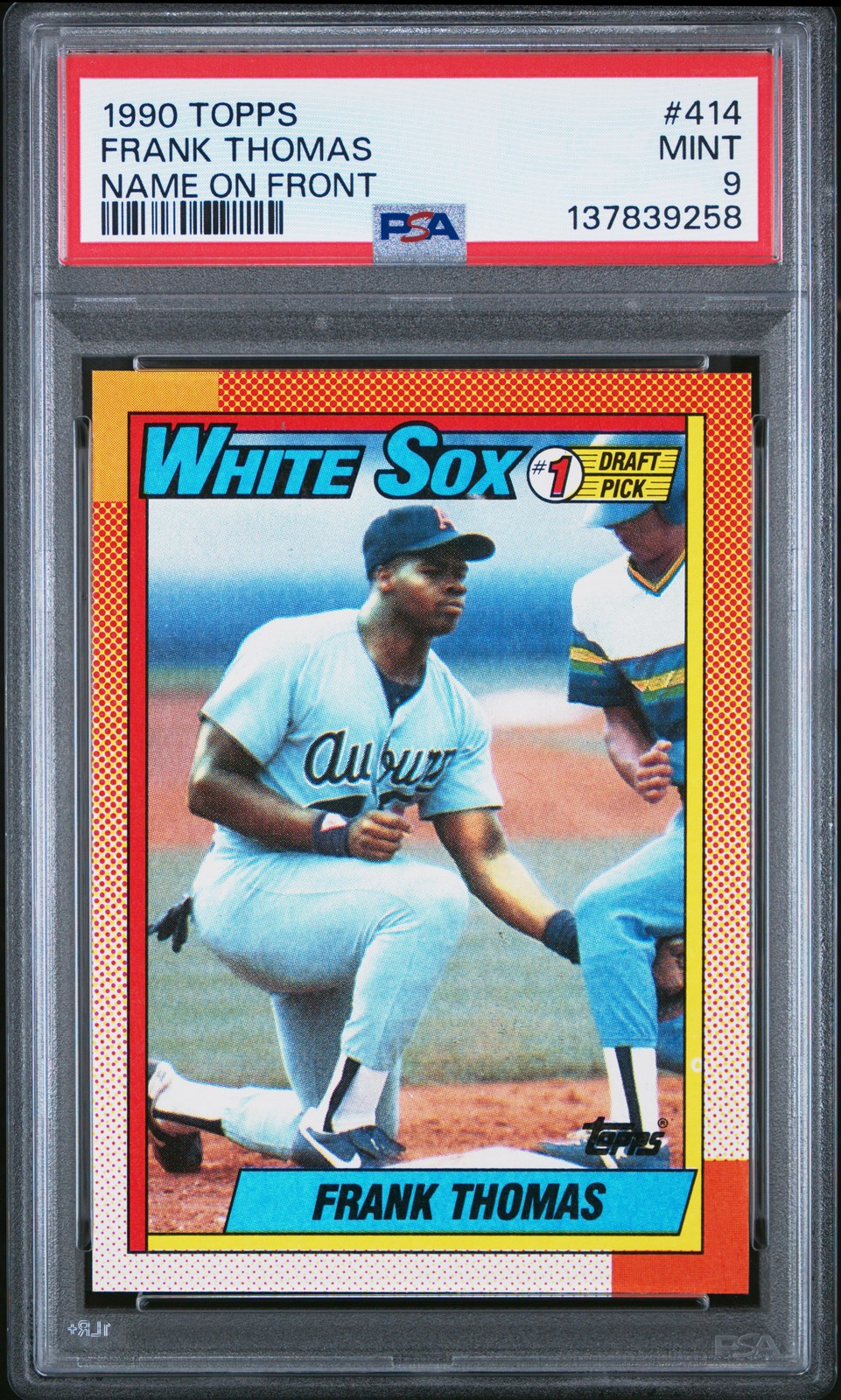 1990 TOPPS NAME ON FRONT #414 FRANK THOMAS ROOKIE RC PSA 9