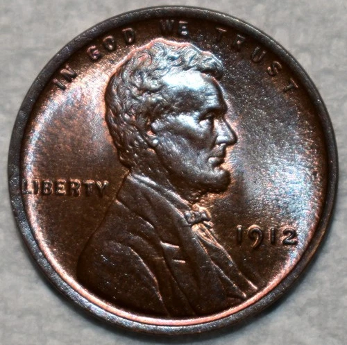 Brilliant Uncirculated 1912-P Lincoln Cent, Attractively Toned w/ Accents of Red