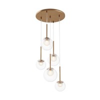 HäNgelampe Esstisch Verstellbar Kugel Schirm Glas Metall 5X G9 Pendelleuchte