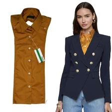 NWT Brunne DICKEY Compatible with VERONICA BEARD Blazer Button Down Shirt 00-14