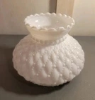 Vintage White Diamond Quilted Milk Glass Lamp Shade Student Fitter Hurricane MCM