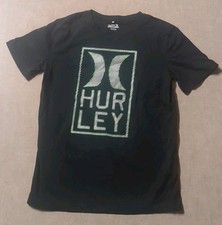 Hurley Logo Kids Black Short Sleeve T Shirt White/green Logo Size 14/16