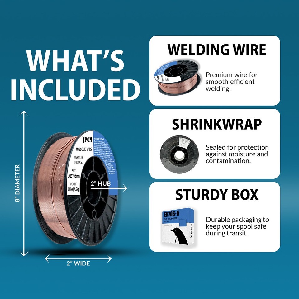 ER70S-6 .030 MIG Welding Wire – 2 X 2-Lb Spools, Mild Steel, 0.8mm