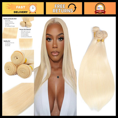 Blonde Straight Hair Extensions 24'' 26'' 28'' 8A Remy Human Hair Bundles 330g