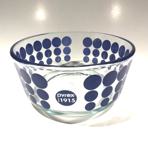 PYREX 1 QT BLUE POLKA DOT 100 YEAR ANNIVERSARY BOWL 7201 MADE IN USA