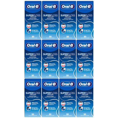 Oral B Super Floss Zahnseide Zahnspange Brücken weite Räume 50 vorgeschnittene Strähnen