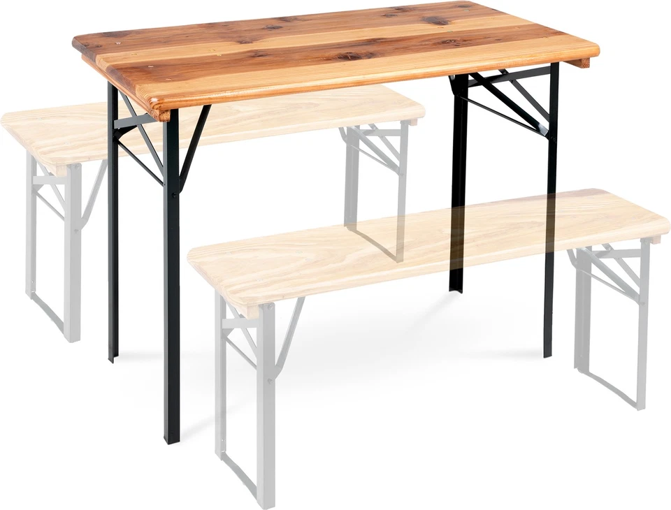 Table de Jardin Terasse Pliable Bois Extérieure Meuble Camping Balcon Fête 117cm - Photo 4/4