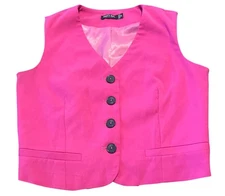 Nasty Gal Hot Pink Sleeveless Button-Up Vest Womens Size 4 Lined