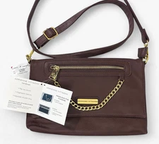 Adrienne Vittadini NWT Brown Chain Crossbody Bag Convertible Detachable Strap