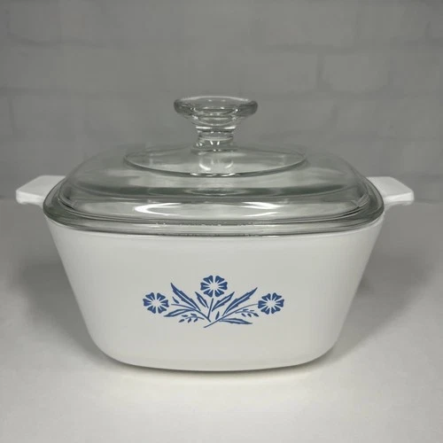 Vintage Corning Ware Blue Cornflower P-1 3/4-B Dish 1.75 qt With Pyrex Lid