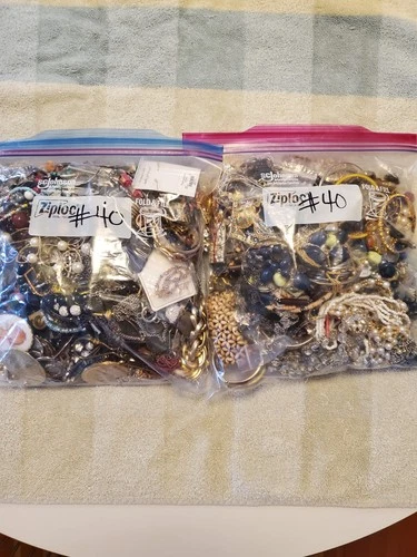 Lot #40 Misc Vtg Costume Jewelry Wearable Repairable Craft Mixed Material 10 lbs