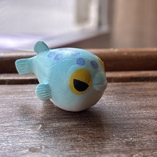 Soft Squishy Mini PVC Puffer Blow Fish Gag Figure Rubber Blue Fishy