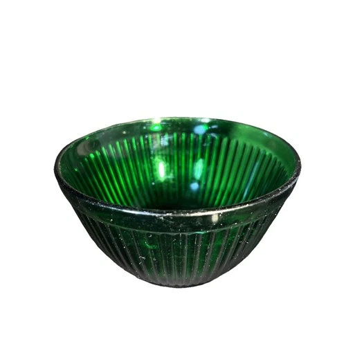 Vintage Anchor Hocking Small Ribbed MCM Emerald Green Mixing Bowl 4.75”
