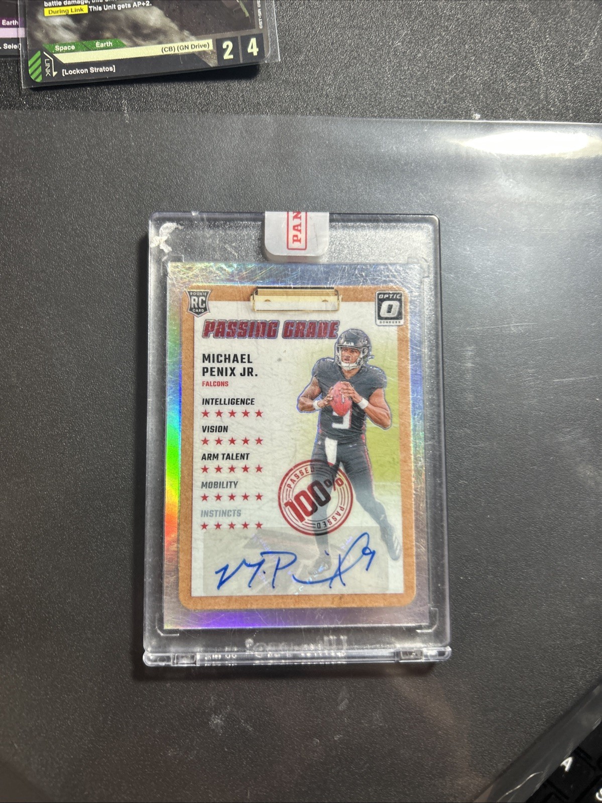 Michael Penix Jr. #5 Football Cards 2024 Panini Donruss Optic Passing Grade Autograph trading card — raw and PSA graded price guide