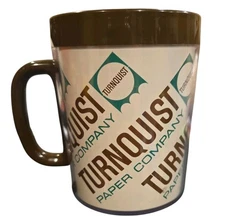Vintage Thermo-Serv 10 oz Insulated Coffee Cup Mug Turnquist Paper Brown & Beige