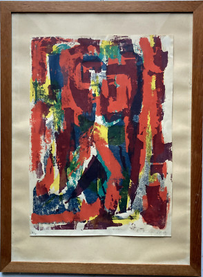 Lithografie Modene Kunst 1959 Komposition 74 x 55 cm L. Kirchner 1950er Jahre