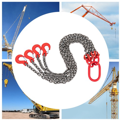 5Ton Chain Sling 5/16" in 4 Legs with Sling Hooks G80 Lifting Chain Sling Red - Picture 14 of 15