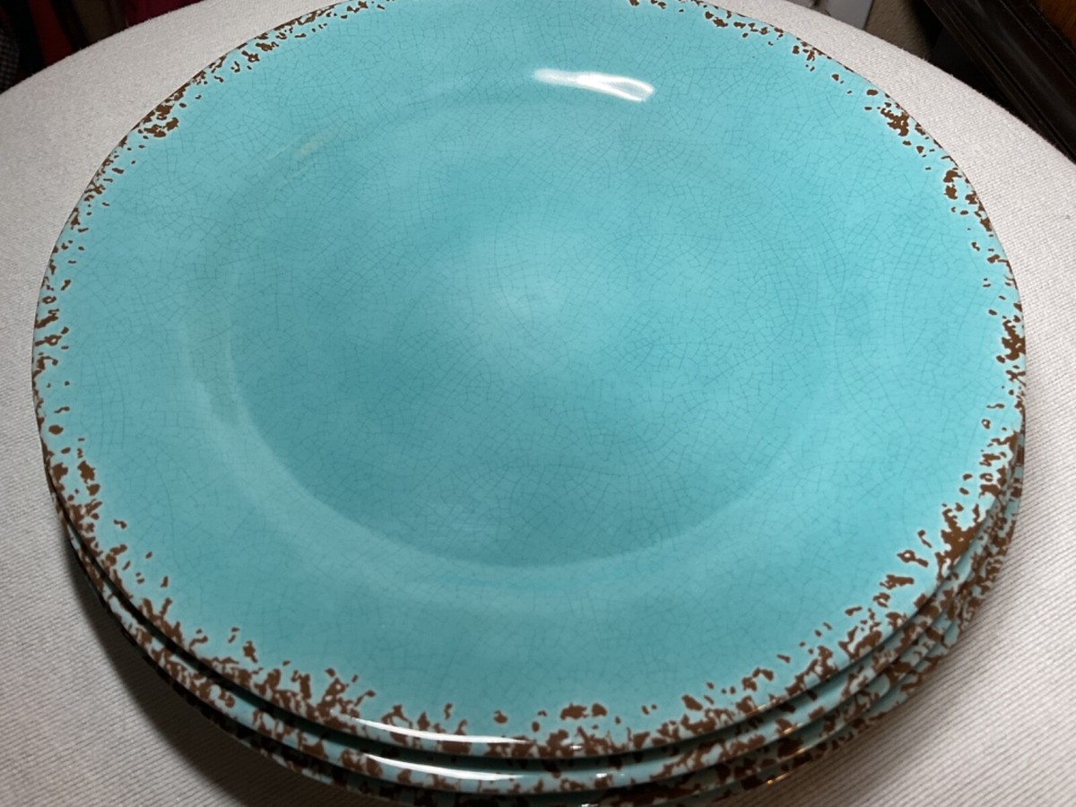 Rustic Crackle Tommy Bahama Dinner Plates Tommy Bahama PLATE (1) TURQUOISE  100% Melamine Rustic Crackle 11