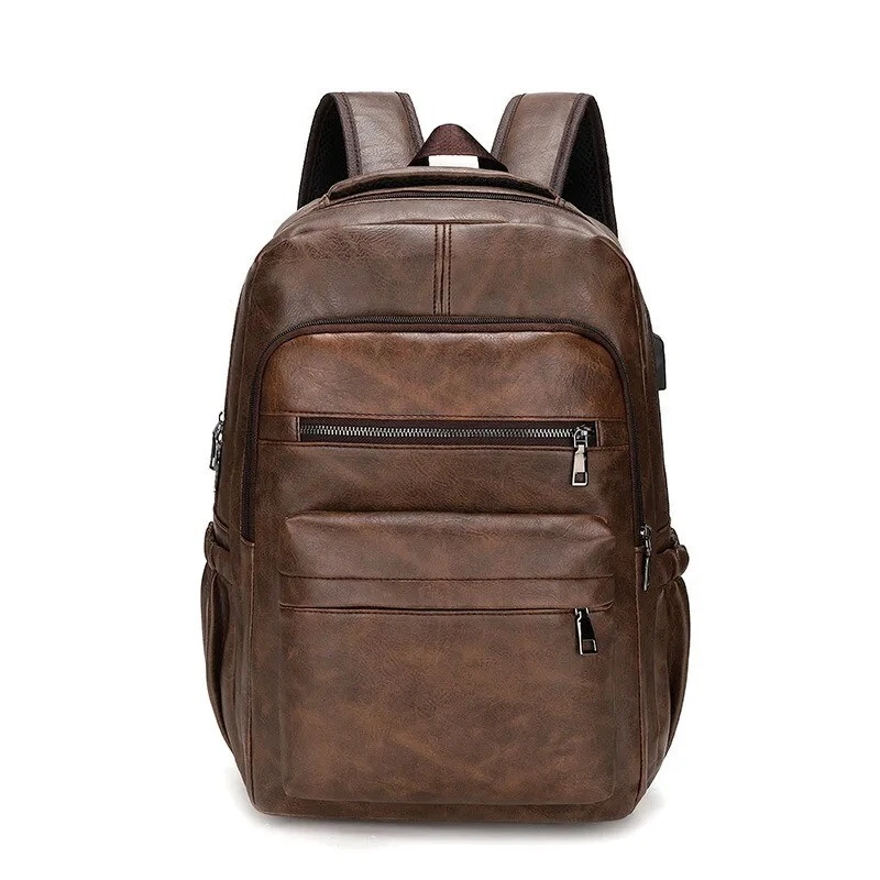 Sac à dos de Chargement USB en cuir PU pour Hommes, Grands Sacs à dos pour Pc. - Photo 3/4