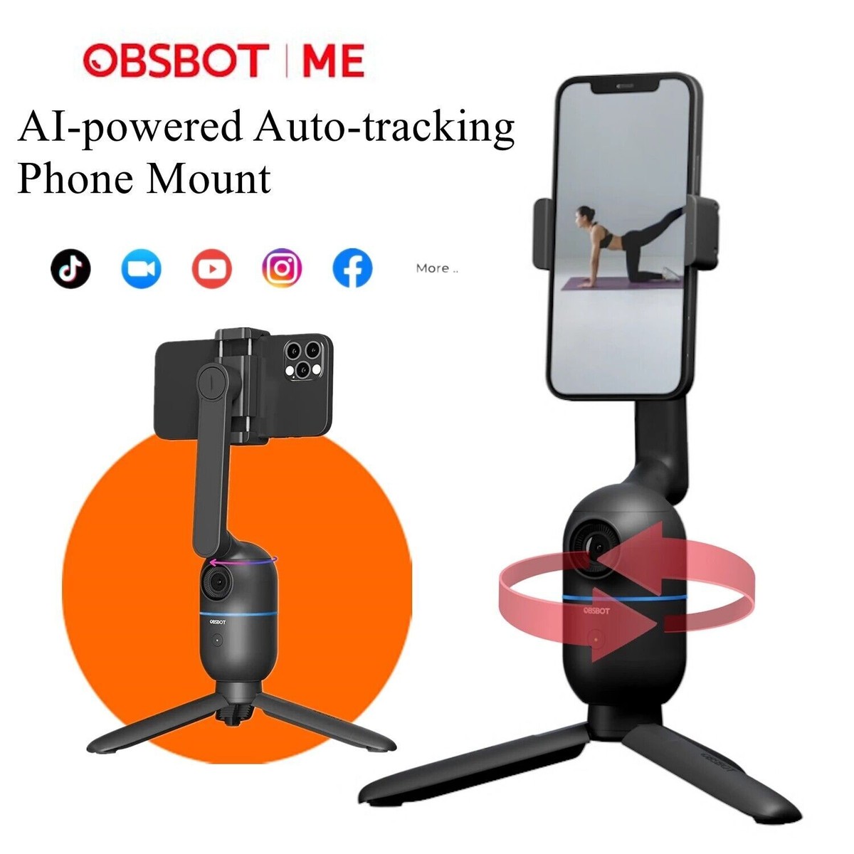 最新作の Me OBSBOT AI-Powered Wide 120° Stick Selfie Tripod Tracking スマホアクセサリー