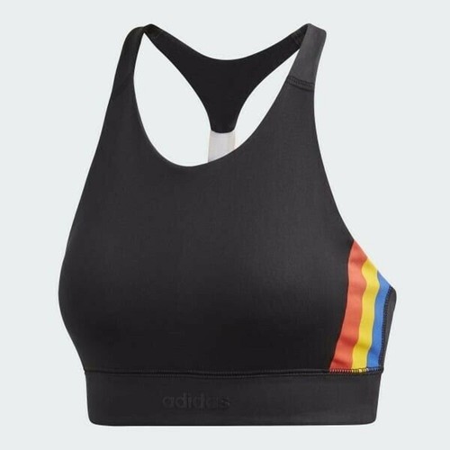 Adidas FARM RIO BRILLIANT BASIC SPORTS BRA TOP XS EI0790 Black White - Picture 2 of 6