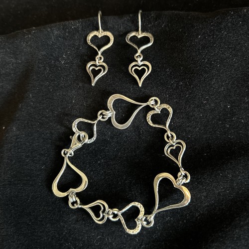 SILPADA Hammered 925 Sterling Silver SPREAD LOVE Heart Bracelet B1701 Earrings - Picture 4 of 9