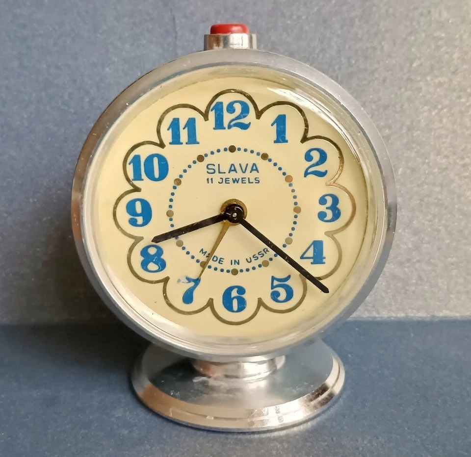 Reloj Despertador Eslava Soviético Vintage URSS Años 80~Perfecto Estado #64252 Foto 2 de 4