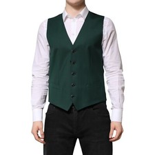DOLCE & GABBANA Vest Green Wool Dress Formal Men Waistcoat IT48/US38/M 1050usd